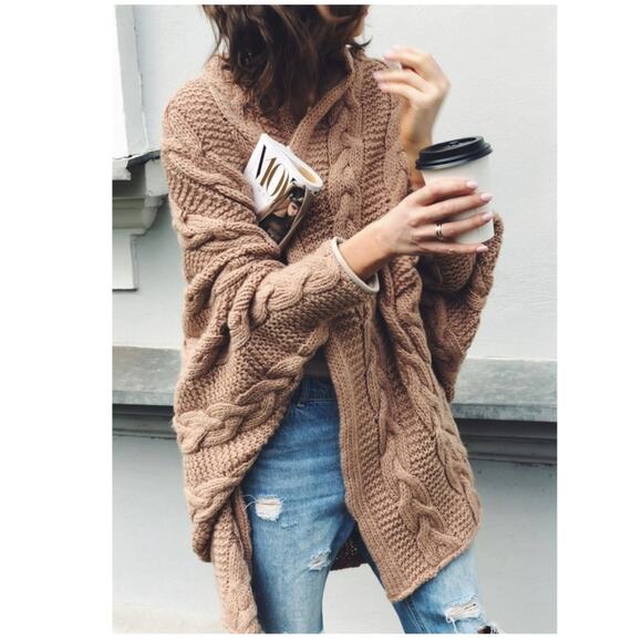 Robi Agnes Sweaters - Robi Agnes 'Agnes' Chunky Cozy Oversized Cardigan One Size Sand Tan